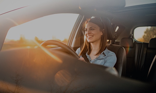 Woman driving car